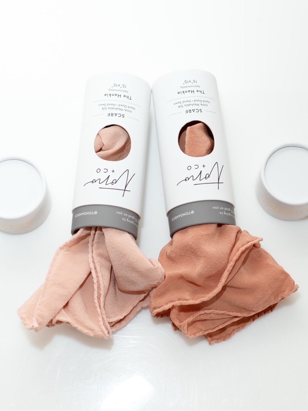 Lightweight Silk Hair Scarf – Blush & Terracotta